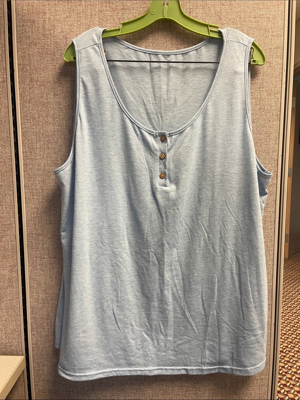 Light Blue Sleeveless Henley Tank Top